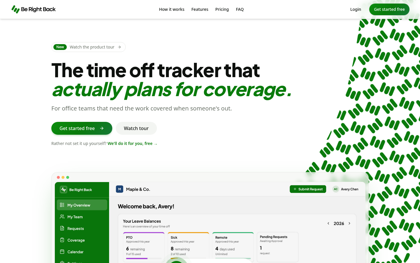 Be Right Back website homepage